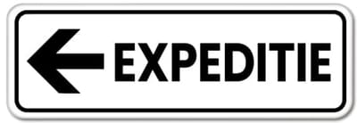 Bord expeditie pijl links - Weerbestendig Aluminium - 40x15 cm - Bevestiging: Zonder bevestiging (alleen het bord)
