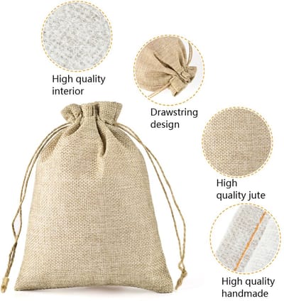 Jute zakken, kleine stoffen zakjes, sieradenzakjes, gebruikt voor Kerstmis, verjaardag en geschenkverpakking (35 x 50 cm)