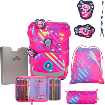 DerDieDas Schooltas ErgoFlex Easy Exklusiv Neon Schulranzenset 5-delig Punkie Neonroze
