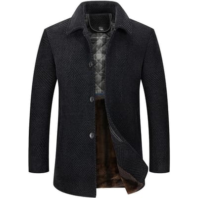 Nieuwe Herfst- en Winter Plus Velvet Heren Wollen Jassen met Revers voor Mannen van Middelbare en Oudere Leeftijd XXXXL