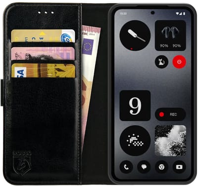 Rosso Element Geschikt voor Nothing CMF Phone 2 Pro | Wallet Book Case | Portemonnee Hoesje | 3 Pasjes | Magneetsluiting | Stand Functie | Zwart