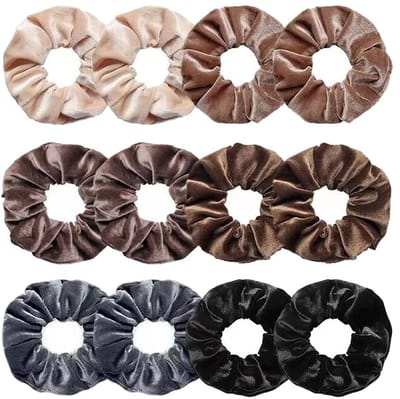 Dailygoods- Haarelastiekjes 12 stuks - Fluwelen Scrunchies - Dikke Haarbanden - Zachte Touwen - Haaraccessoires voor Vrouwen