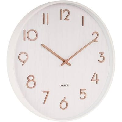 Karlsson Wandklok Pure - Wit lindehout - Medium - Ø40cm - Scandinavisch