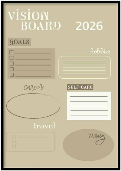 Poster Vision board 2026 - 50x70 cm - Kalender - Planner poster - WALLLL - Exclusief lijst - Professioneel fotopapier
