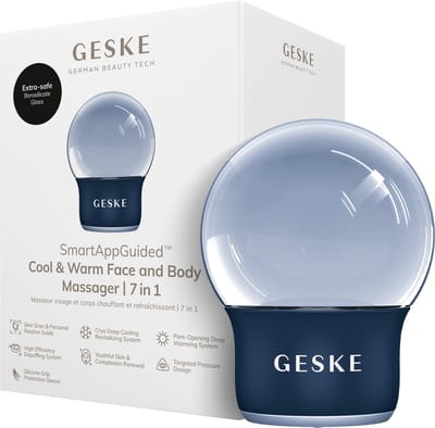GESKE SmartAppGuided™ Cool & Warm Face & Body Massager | 7 in 1 | Multifunctioneel massageapparaat | Gezicht & Lichaam | Batterijloos koelen en warmen | Verstevigt en ontspant | Bolvormig