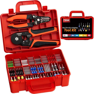 Krimptang Set - Adereindhulzen Tang - Bedrading Afwerken - Zeskantige Krimping - 0.08-10 mm² - Zilver