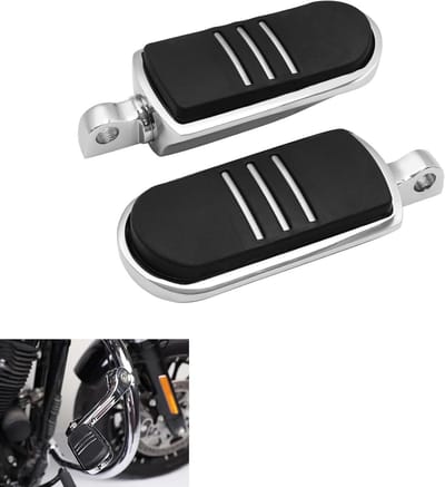 Voetsteunen Motor - Rijderssteunen - Comfortabel Rijden - Aluminium Rubber - 1 Paar - Zwart