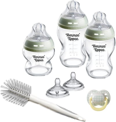 Tommee Tippee glazen Natural Start Babyflessen en spenen Startersset - flessen van 150 ml en 250 ml voor pasgeboren baby's - 0m+