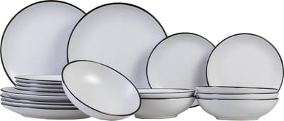 Cosy & Trendy Serviesset Speckle – 18-delig / 6 Personen – Bevat 6 Dinerborden, 6 Diepe Borden en 6 Ontbijtborden – Grijs aardewerk met speckle effect – Vaatwasser- en Magnetronbestendig – Stapelbaar