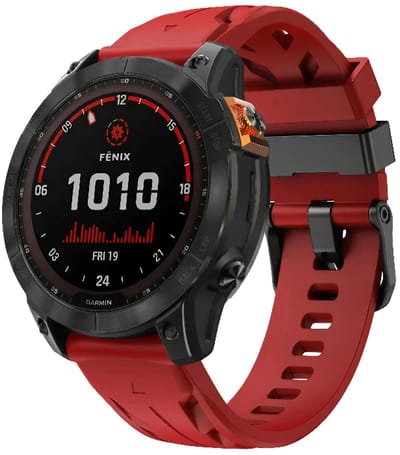 Strap-it Siliconen 'Race' bandje geschikt voor Garmin Fenix 9 (Pro) 47mm - Fenix 8 (Pro-E-47mm) - Fenix 7 (Solar-Pro) - 6 (Solar-Pro) - Fenix 5 (Plus) / Forerunner 970 - 965 - 955 - 945 - 935 - 745 / Quatix 8 - 7 - 6 - 5 - Rood