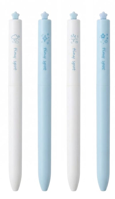 Ainy - Schattige Ster Pennen - Set van 4 pennen voor etui of pennenzak | Unieke draaibare fidget design | Zwart Inkt| Ideale teken balpennen cadeauset voor kinderen en volwassenen
