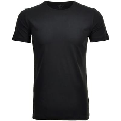 Ragman T-Shirt Uni Round Neck Bodyfit Single Jersey 2Pack Zwart / male