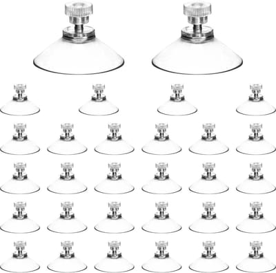 Dailygoods- Zuignappen 30 stuks - Diameter 40 mm - Met schroefdraad - Gemaakt van pvc - Voor ramen - Inclusief kartelmoeren - Zuignap