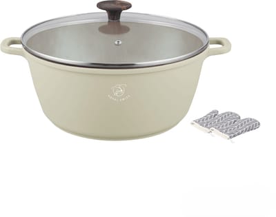 Royal Swiss – Pan Ø24 cm – Beige – Antiaanbaklaag – Glazen Deksel – Geschikt voor Inductie