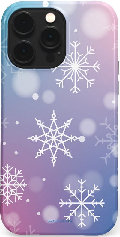Casetastic hoesje geschikt voor Apple iPhone 14 Pro Max - MagSafe - Dubbellaagse bescherming - Snowy Winter Gloed - Fashion Case - Lila Lichtgrijs Lichtblauw Lichtroze