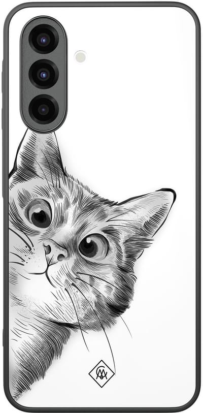 Casimoda® hoesje - Geschikt voor Samsung Galaxy A26 - Peekaboo Kat - Zwart TPU Backcover - Kat - Wit