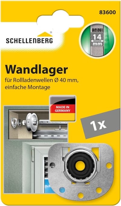Schellenberg 83600 mini-wandlagerset met kogellagers voor achthoekige assen met een diameter van 40 mm