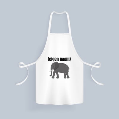 Akyol - olifant met eigen naam Keukenschort - Olifant - olifanten liefhebbers - iemand die houdt van olifanten - verjaardag - cadeau - kado - 82 bij 71 cm