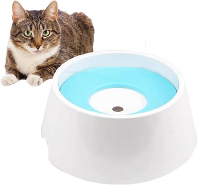 Daity 1 drinkfontein voor huisdieren, overloopbestendige drinkbak voor honden, gemakkelijk schoon te maken, verstikkingsveilige drinkbak voor katten met vlotter, 1000 ml, geschikt voor katten en honden (blauw).