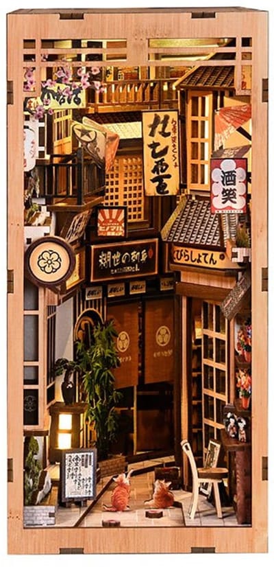 Booknook Japanese alley - 3D Puzzel met Handleiding - DIY - Miniatuur Modelbouw Hout Kinderen en Volwassenen - Houten bouwpakket - Assemblr