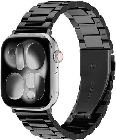 SBG RVS Schakel Bandje Geschikt voor Apple Watch 1/2/3/4/5/6/7/8/9/10/11/SE - 38/40/41/42MM - Roestvrij Staal Horlogebandje Zwart