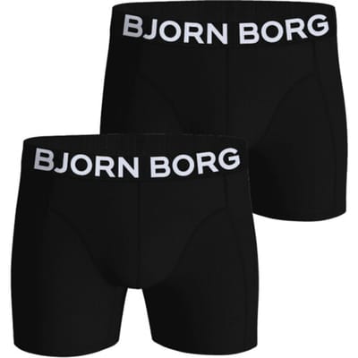 Björn Borg Cotton Stretch boxers - heren boxers normale lengte (2-pack) - zwart - zwart
