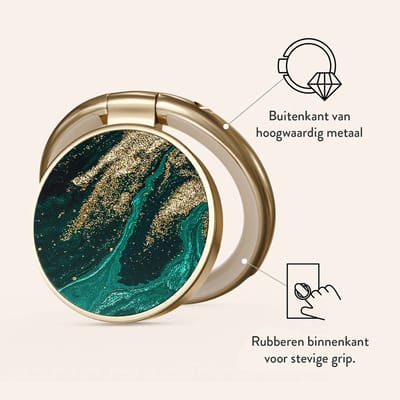 BURGA Gouden Ringhouder voor mobiele telefoon - 360 graden draaibaar - universele smartphone ringgreep - Emerald Pool