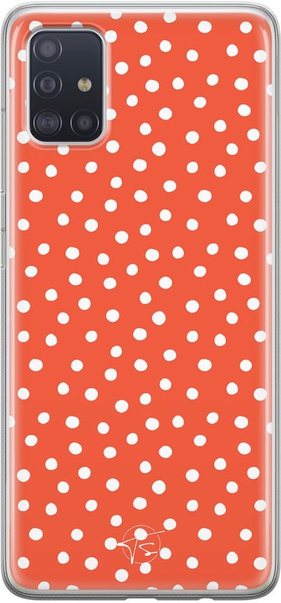 Hoesje geschikt voor Samsung Galaxy A71 - Oranje stippen - Soft Case - TPU - Gestipt - Oranje - Mooie Telefoonhoesjes