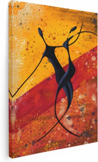 Artaza Canvas Schilderij Abstract - 30x40 cm - Klein - Wanddecoratie Afrika - Muurdecoratie Silhouet - Kamer Accessoires