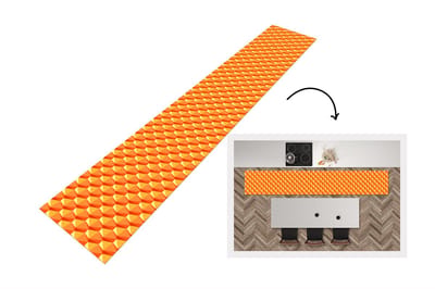 Keukenloper - Loper keuken - Oranje - Patronen - 3D - 300x50 cm - Keukenloper vinyl