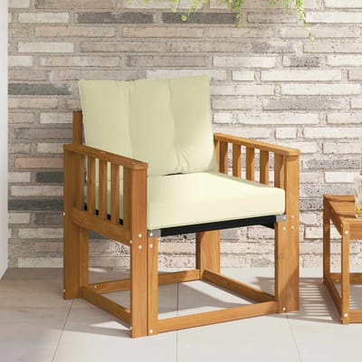 vidaXL - Buitensofa - Massief - Acacia - Hout - Natuurlijk - en - Crème