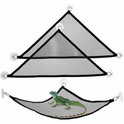 Dailygoods- Reptielenhangmat 3 stuks - Mesh Hangmat - Klimoppervlak - Luchtcirculatie - Zuignappen - 33 x 33 x 48 cm