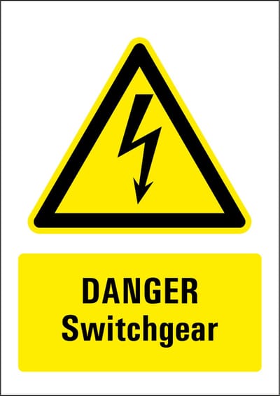 Danger switchgear sticker 210 x 297 mm