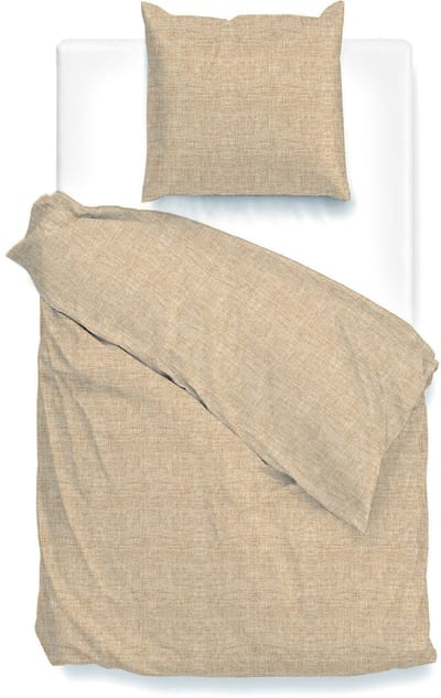 Zohome Dekbedovertrek Lino - Tan Brown - Dekbedovertrek 140x200/220cm - 100% Katoen - Linnen Look - Eenpersoons
