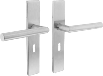 Intersteel Deurkruk Hoek 90° op rechthoekig schild sleutelgat 56 mm rvs geborsteld