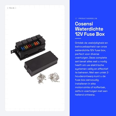 Dailygoods - Waterdichte 12V Fuse Box met 6 Relays en 11 ATC ATO Fuses - Universeel