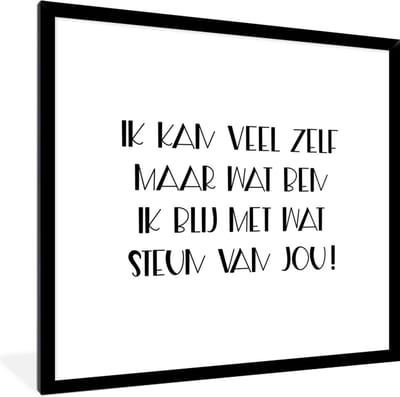 Fotolijst incl. Poster - Get well soon - Spreuken - Wit - Steun - 40x40 cm - Posterlijst