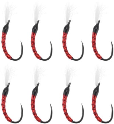 8 Stuks Bloodworm Flies voor Forel Vissen - Maat 10