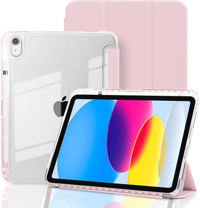 Hoes geschikt voor iPad 2025 hoes Rose Goud - iPad A16 hoes 11th Generation hoes - iPad 2022 hoes Smart Case met Harde Doorzichtige Achterkant en Pencil Slot