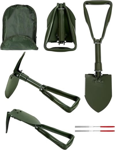 Vouwschep 58 cm, Sterke en Stabiele Schep voor Camping en Tuin, Ideaal voor Sneeuw en Outdoor Activiteiten, Olive Groen
