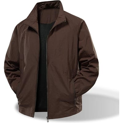 Nieuwe Lente en Herfst Casual Opstaande Kraag Anti-kreuk Jas Herenjas Effen Kleur Bovenstuk voor Buitensporten M black