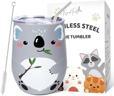 PromoHome Geïsoleerde Wijnbeker met Rietje - 350ml Dubbelwandig Vacuüm Design