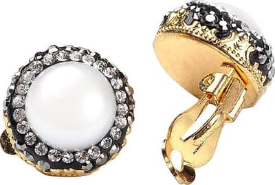 Zoetwater parel oorbellen Bright Pearl Clips - oorclips - echte parels - wit - stras steentjes - sieraden doosje - parel oorbellen dames - parel oorclippen