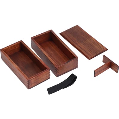 Rechthoekige Stapelbare 2-laags Lunchbox Natuurlijk Houten Bento Box Sushi Voedselcontainer Keuken L brown