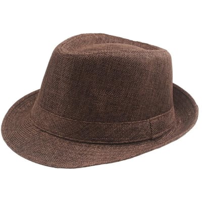 Middelgrote Linnen Gekrulde Jazz Hoed Zomer Britse Retro Tophoed Buiten Effen Effen Linnen Zonneklep Hoed Feest Fedoras Pet black