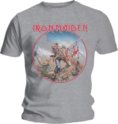 Iron Maiden - Trooper Vintage Circle Heren T-shirt - S - Grijs