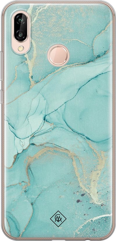 Casimoda® hoesje - Geschikt voor Huawei P20 Lite (2018) - Marmer mint groen - Siliconen/TPU - Soft Case - Mint - Marmer