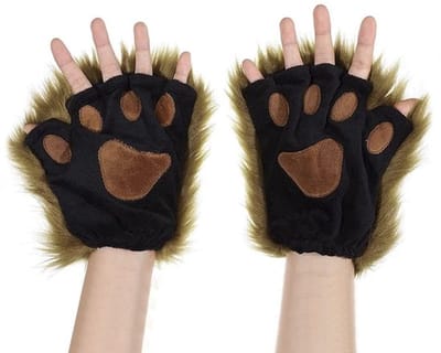 Winterhandschoenen Dames - Halve Vingerhandschoenen - Pluche Dierlijke Klauw - Warm Houdend - Polyester - Eén Maat - Handschoenen
