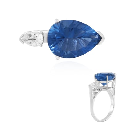 Cavill - 925 Sterling Zilver Ring - Kleurwisselende Fluoriet 5,731 ct & Witte Topaas 0,435 ct - Druppelvormig & Elegant - Fluoriet Sieraden Dames