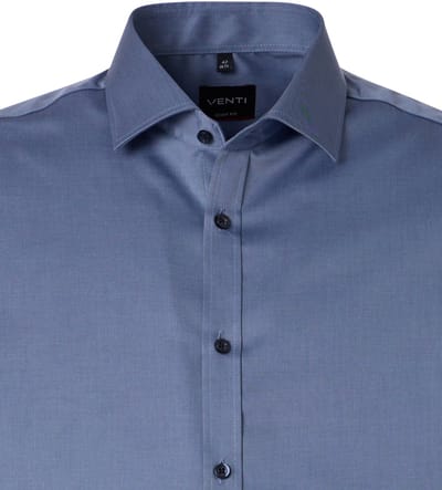 VENTI body fit overhemd - twill - lichtblauw - Strijkvrij - Boordmaat: 38